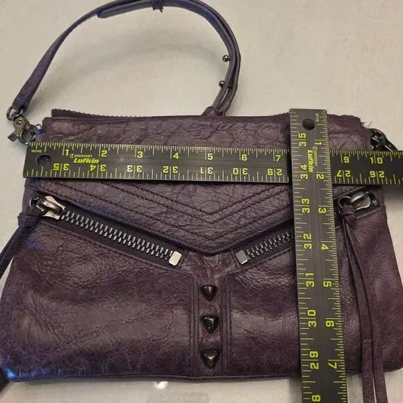Botkier Purple Leather Crossbody Bag Zippers Studs Boho - Picture 7 of 7